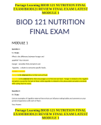 BIOD 121 Final Exam (2 Versions)(New)(2022-2023)/ BIOD121 Final Exam / BIOD 121 Nutrition Final Exam / BIOD121 Nutrition Final Exam: Essentials in Nutrition: Portage Learning