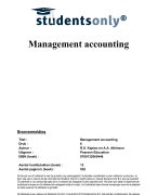 Samenvatting management accounting - Vives Brugge - Global business management 