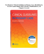 Test Bank for Clinical Guidelines in Primary Care, 4th Edition by FAANP Amelie Hollier DNP, FNP-BC 9781892418272 | All Chapters Covered