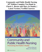 Community and Public Health Nursing 10th Edition Complete Test Bank by Cherie L. Rector and Mary Jo Stanley | Latest Version | Verified Answers