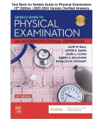 Test Bank for Seidels Guide to Physical Examination 10th Edition | 2023 2024 Version |Verified Answers