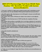 NUR 2474 Pharmacology Final Exam NCLEX Style Practice 170+ Questions Povided with Correct Answers/Graded A+. 