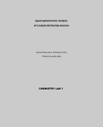 Spectrophotometric Analysis  of a Cobalt (II) Chloride Solution , General Chemistry I (Chemistry 1411)  Professor Lourdes Alba LAB