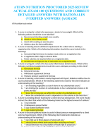 ATI RN NUTRITION PROCTORED 2023 REVIEW ACTUAL EXAM 100 QUESTIONS AND CORRECT DETAILED ANSWERS WITH RATIONALES (VERIFIED ANSWERS) |AGRADE 