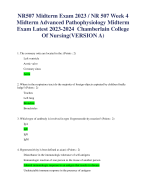 NR507Midterm Exam2023/ NR 507 Week 4  MidtermAdvanced Pathophysiology Midterm  Exam Latest 2023-2024 Chamberlain College  Of Nursing