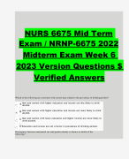 NURS 6675 Mid Term Exam / NRNP-6675 2022 Midterm Exam Week 6 2023 Version Questions $ Verified Answers 