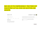 NGN 2023 ATI PN COMPREHENSIVE PROCTORED EXIT  EXAM RETAKE (ACTUAL EXAM 180 QUESTIONS AND  ANSWERS)(clear exam sent via message)