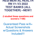 HESI MENTAL HEALTH RN V1-V3 2023-2024 TEST BANK. 