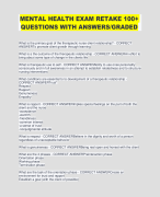 MENTAL HEALTH EXAM RETAKE 100+ QUESTIONS WITH ANSWERS/GRADED 