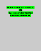 HESI EXIT   RN 2023/2024 V3 160 Questions with Verified Answers/Graded A+. 