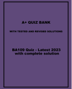 BA109 Quiz - Latest 2023 with complete solution