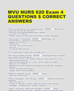 MVU NURS 620 Exam 4 QUESTIONS $ CORRECT ANSWERS 
