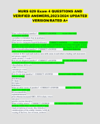 NURS 629 Exam 4 QUESTIONS AND VERIFIED ANSWERS,2023/2024 UPDATED VERSION/RATED A+ 