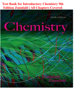 Test Bank for Introductory Chemistry 9th Edition Zumdahl | All Chapters Covered