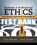 Test Bank For Business & Professional Ethics for Directors, Executives & Accountants - 8th - 2018 All Chapters