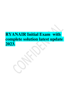 RYANAIR Initial Exam  with complete solution latest update 2023