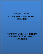 NRNP 6675 Week 6 Midterm Exam Solutions 100 Correct
