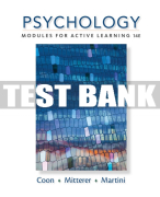 Test Bank For Psychology: Modules for Active Learning - 14th - 2018 All Chapters