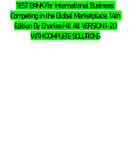 TEST BANK For International Business: Competing in the Global Marketplace, 14th Edition By Charles Hill All  VERSION 1-20 WITH COMPLETE SOLUTIONS