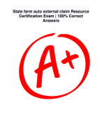 State farm auto external claim Resource Certification Exam | 100% Correct Answers