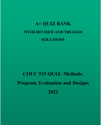 COUC 515 QUIZ- Methods, Program, Evaluation and Designs 2023