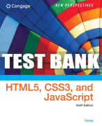 Test Bank For New Perspectives on HTML5, CSS3, and JavaScript - 6th - 2018 All Chapters