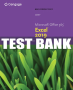 Test Bank For New Perspectives Microsoft® Office 365® & Excel 2019 Comprehensive - 1st - 2020 All Chapters