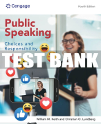 Test Bank For Public Speaking: Choices and Responsibility - 4th - 2024 All Chapters