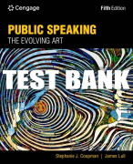 Test Bank For Public Speaking: The Evolving Art - 5th - 2024 All Chapters