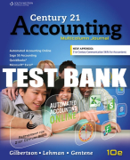 Test Bank For Century 21 Accounting: Multicolumn Journal, Copyright Update - 10th - 2017 All Chapters
