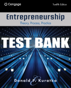 Test Bank For Entrepreneurship: Theory, Process, Practice - 12th - 2024 All Chapters