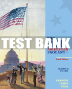 Test Bank For The Brief American Pageant: A History of the Republic, Volume I: To 1877 - 9th - 2017 All Chapters