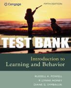 Test Bank For Introduction to Learning and Behavior - 5th - 2017 All Chapters