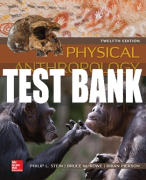 Test Bank For Physical Anthropology, 12th Edition All Chapters