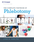 Test Bank For The Complete Textbook of Phlebotomy - 5th - 2018 All Chapters