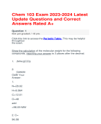 Chem 103 Exam 2023-2024 Latest Update Questions and Correct Answers Rated A+