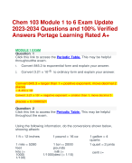 Chem 103 Module 1 to 6 Exam Update 2023-2034 Questions and 100% Verified Answers Portage Learning Rated A+