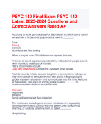 PSYC 140 Final Exam PSYC 140 Latest 2023 2024 Questions and Correct Answers Rated A+