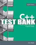 Test Bank For C++ Programming: From Problem Analysis to Program Design - 8th - 2018 All Chapters