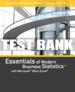 Test Bank For Essentials of Modern Business Statistics with Microsoft® Excel® - 7th - 2018 All Chapters