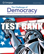 Test Bank For The Challenge of Democracy: American Government in Global Politics, Enhanced - 15th - 2024 All Chapters