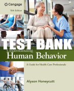 Test Bank For Understanding Human Behavior: A Guide for Health Care Professionals - 10th - 2024 All Chapters