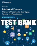 Test Bank For Intellectual Property: The Law of Trademarks, Copyrights, Patents, and Trade Secrets - 6th - 2024 All Chapters