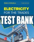 Test Bank For Electricity for the Trades, 3rd Edition All Chapters