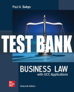Test Bank For Business Law with UCC Applications, 16th Edition All Chapters