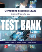 Test Bank For Computing Essentials 2023, 29th Edition All Chapters