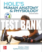Test Bank For Hole's Human Anatomy & Physiology, 16th Edition All Chapters